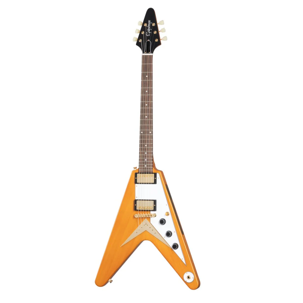 Epiphone 1958 Korina Flying V Electric Guitar - Aged Natural - Image 8
