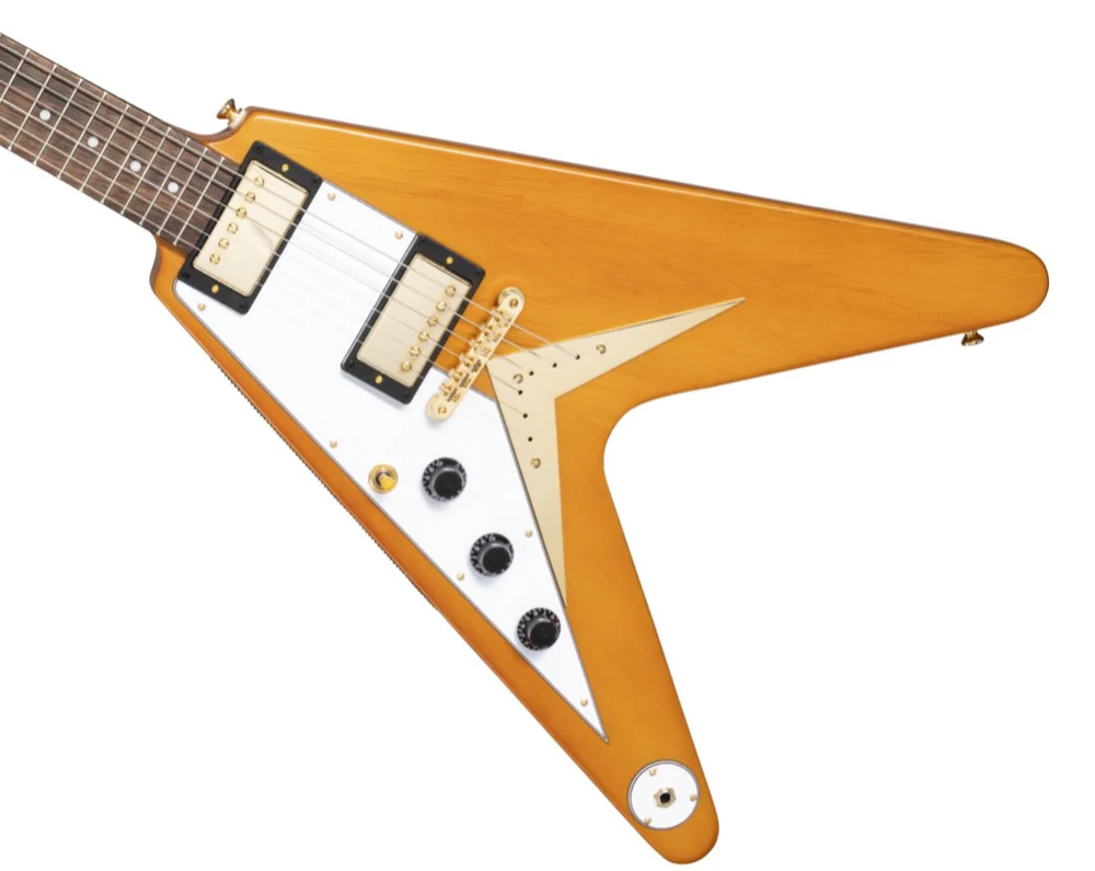 Epiphone 1958 Korina Flying V Electric Guitar - Left Handed in Aged Natural Finish - Image 2
