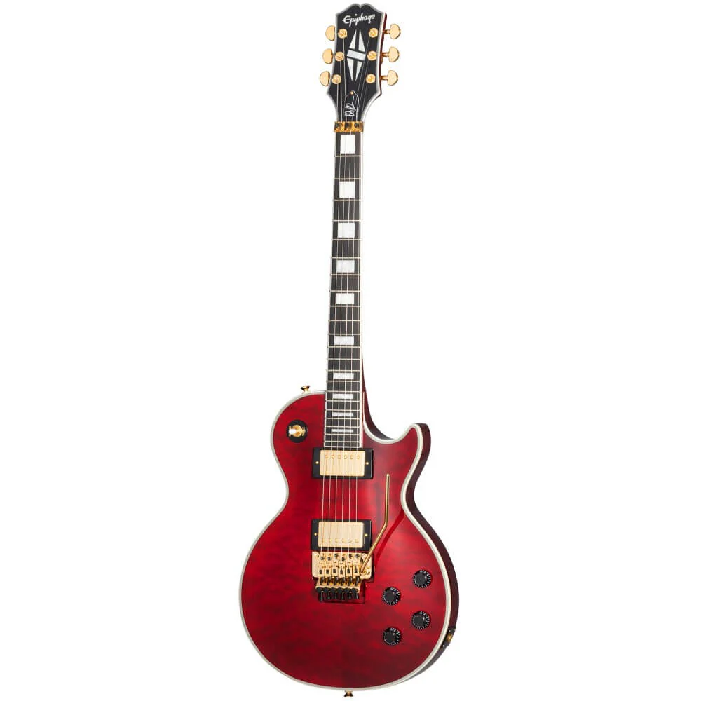 Epiphone Alex Lifeson Les Paul Custom Axcess Electric Guitar with Floyd Rose - Ruby - Image 8