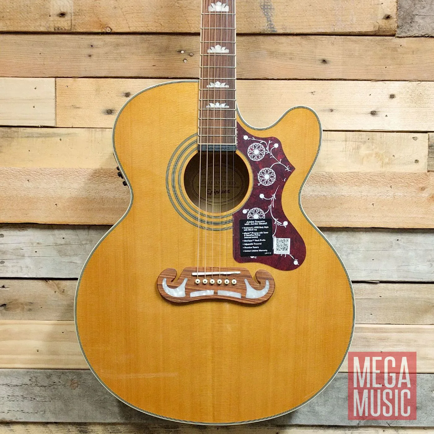 Epiphone EJ200SCE Acoustic Guitar Vintage Natural - Image 2