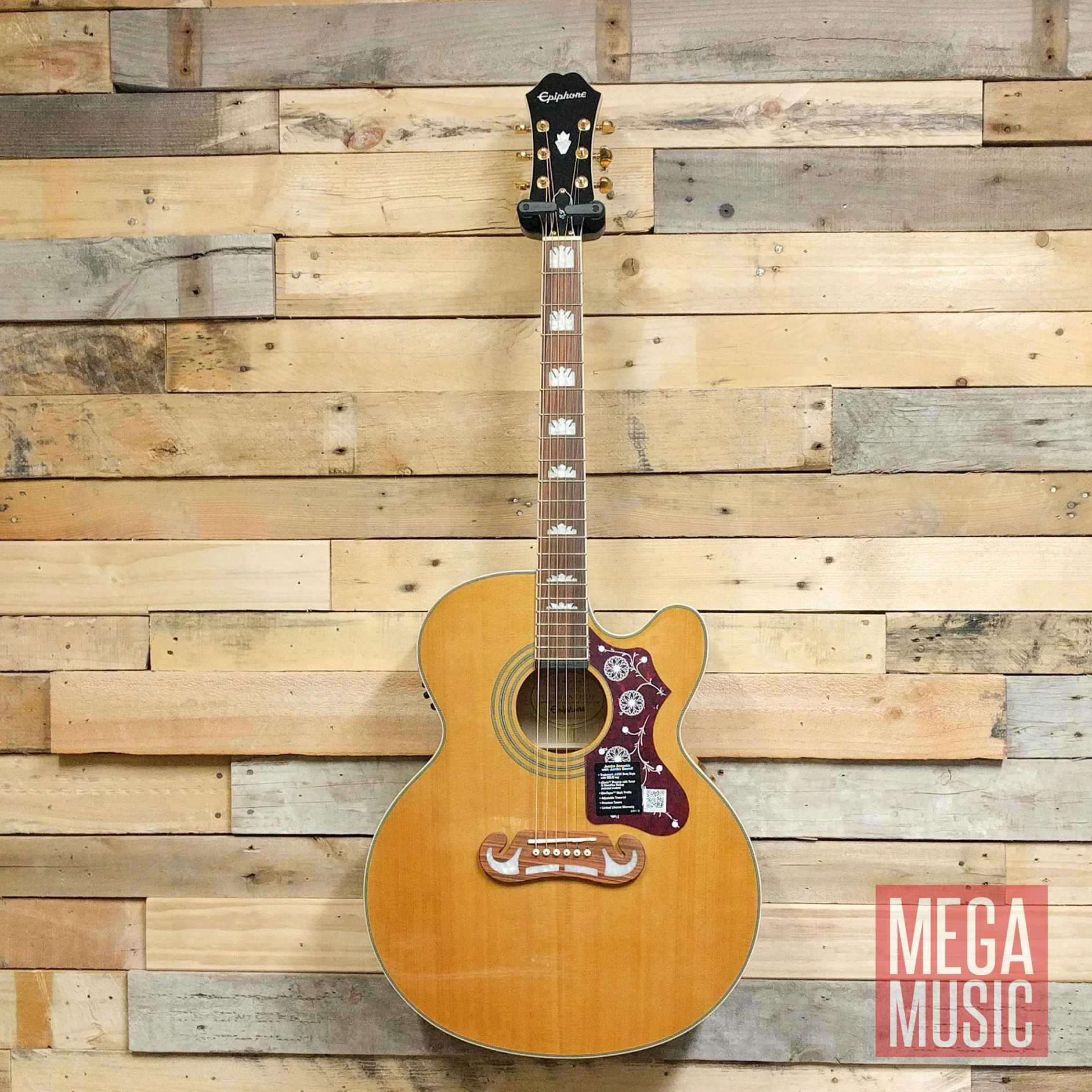 Epiphone EJ200SCE Acoustic Guitar Vintage Natural - Image 5