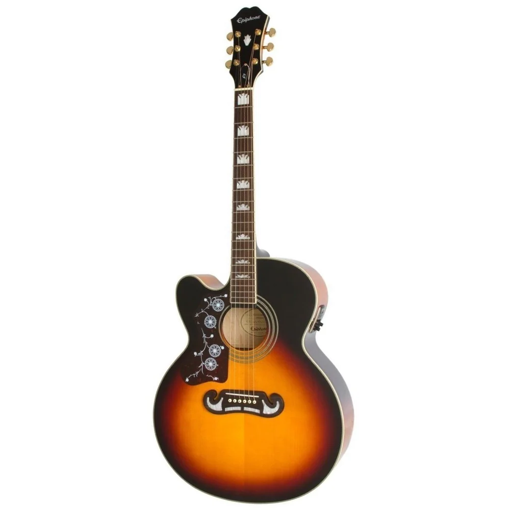 Epiphone Left-Handed J200EC Studio Acoustic Guitar with Pickup in Vintage Sunburst - Image 2
