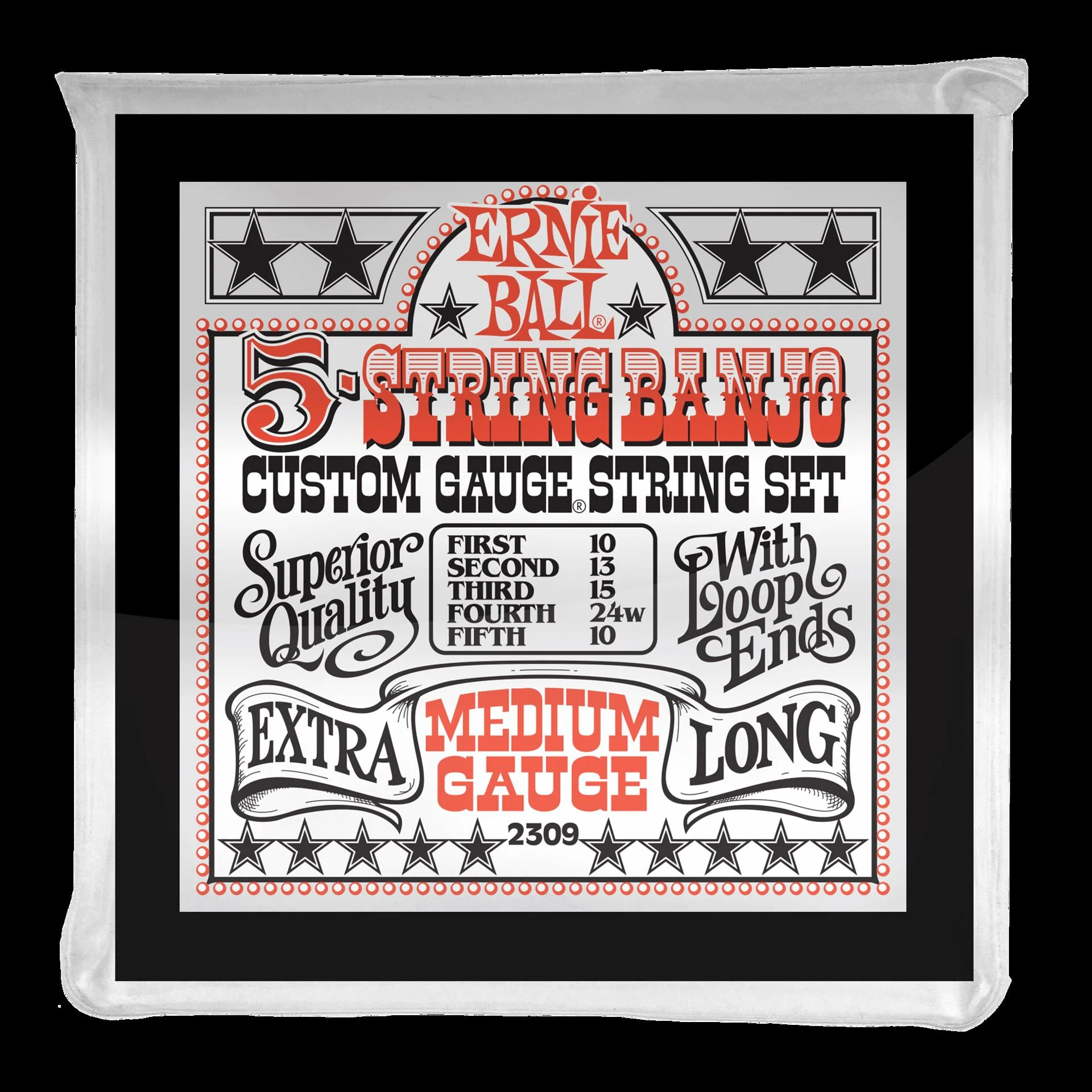 Ernie Ball 2309 Medium 5-String Loop End Stainless Steel Banjo Guitar Strings - Image 4
