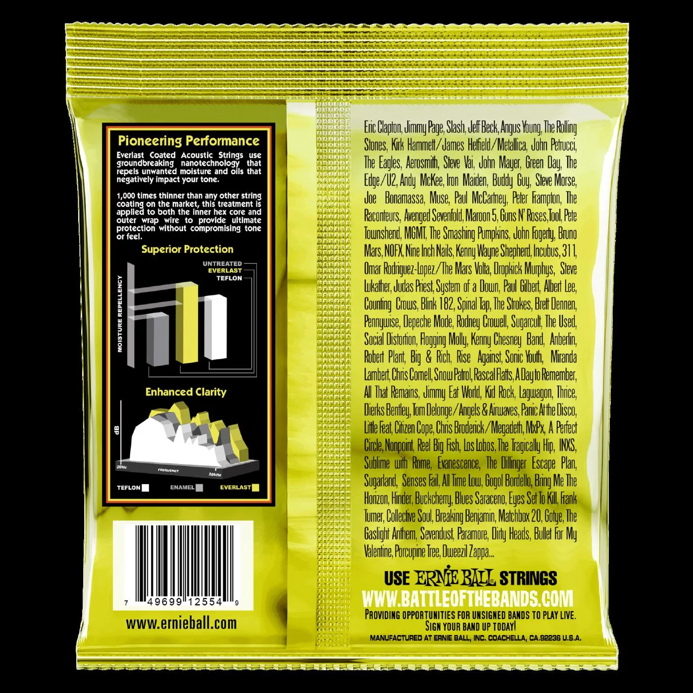Ernie Ball 2554 Everlast Medium Coated 80 20 Bronze Acoustic Guitar Strings - Image 2