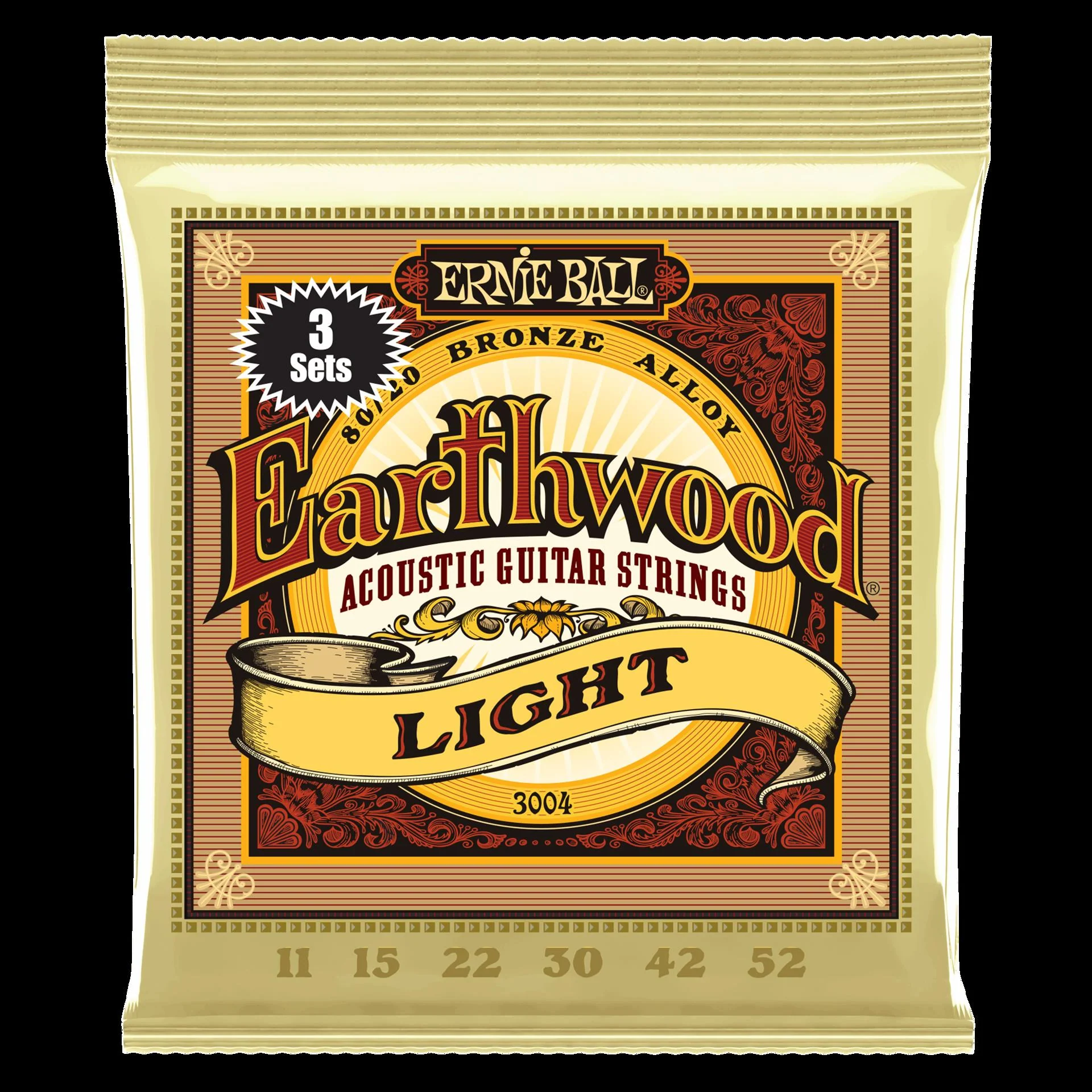Ernie Ball 3004 Earthwood Light 80 20 Bronze Acoustic Guitar Strings 3-Pack - Image 4