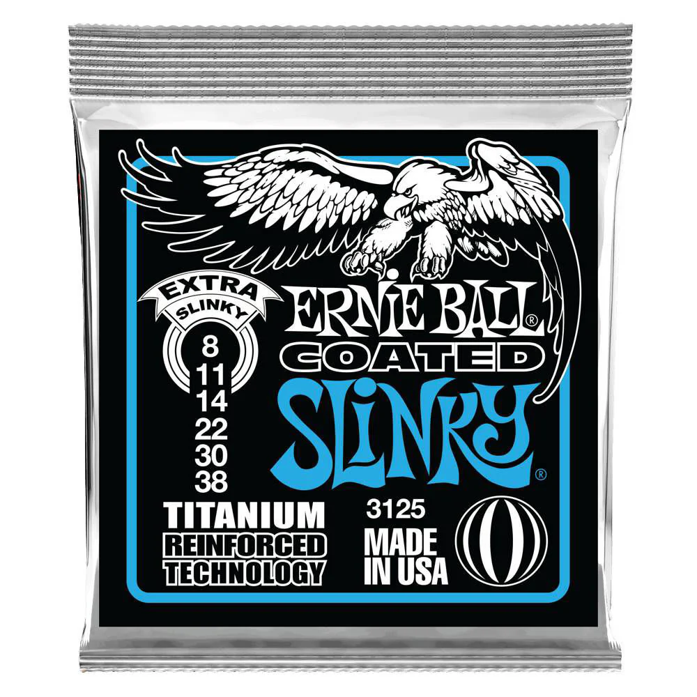 Ernie Ball 3125 8 - 38 Extra Slinky Coated Titanium RPS Electric Guitar Strings (Blue) - Image 2