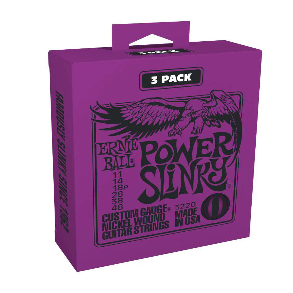 Ernie Ball 3220 11-48 Power Slinky Nickel Wound Electric Guitar Strings 3 Pack - Image 2