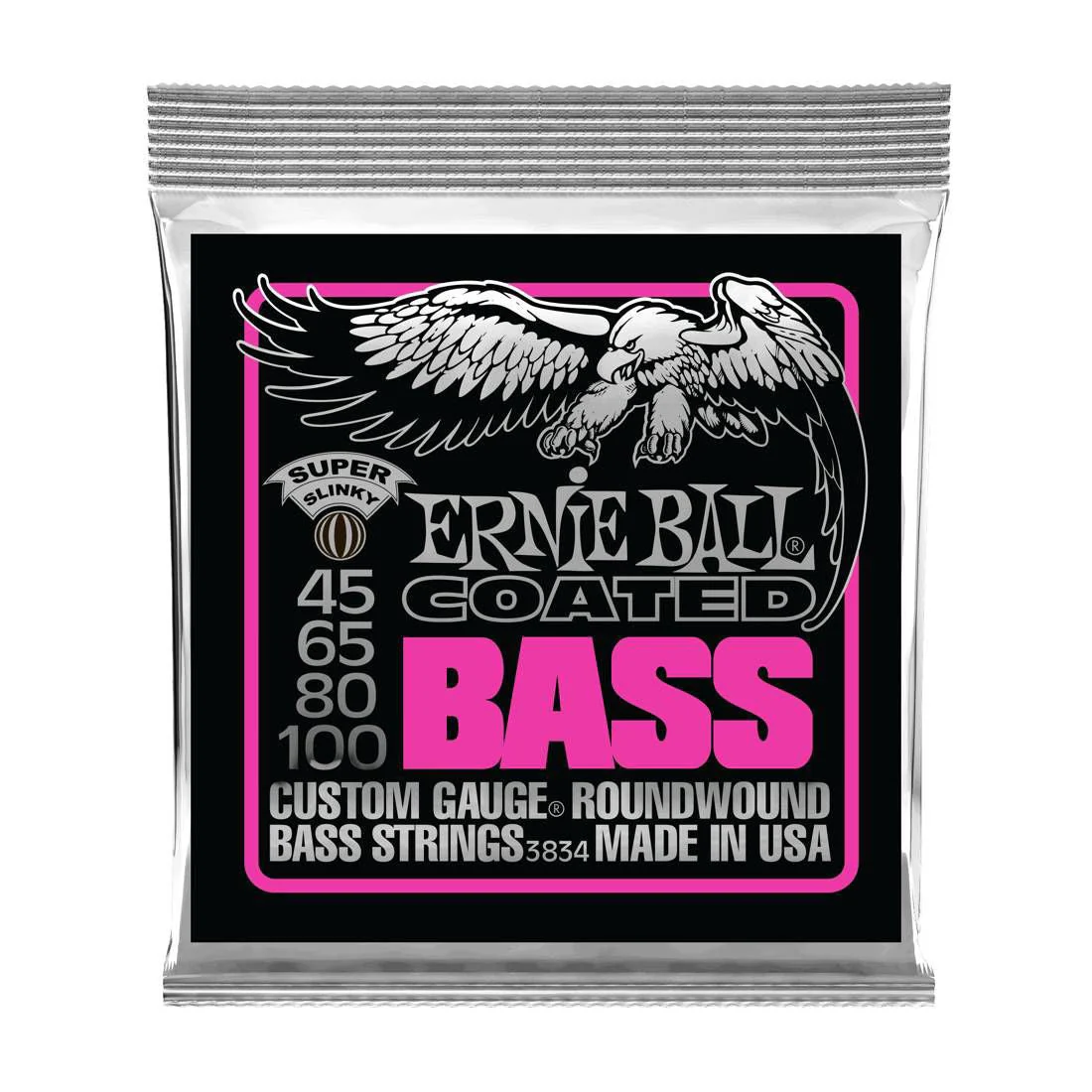 Ernie Ball 3834 45-100 Super Slinky Coated Electric Bass Guitar Strings