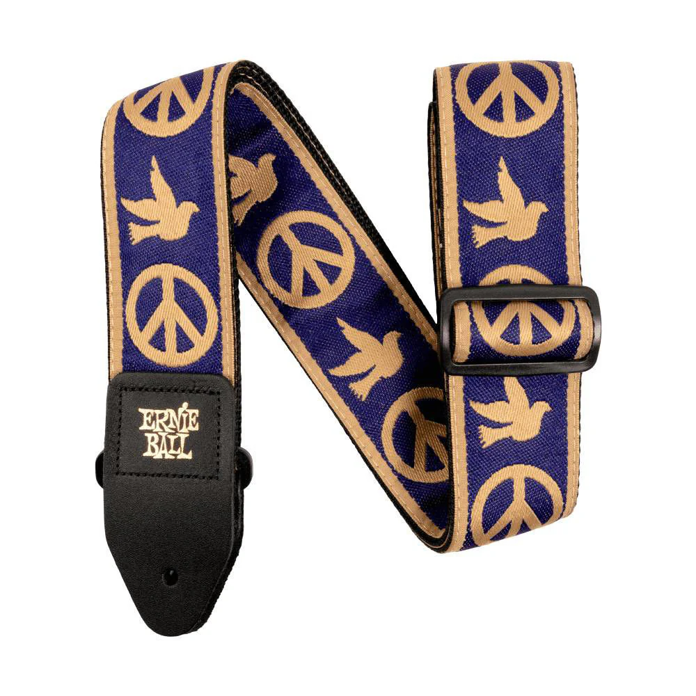 Ernie Ball 4699 Navy Blue and Beige Peace Love Dove Jacquard Guitar Strap - Image 2