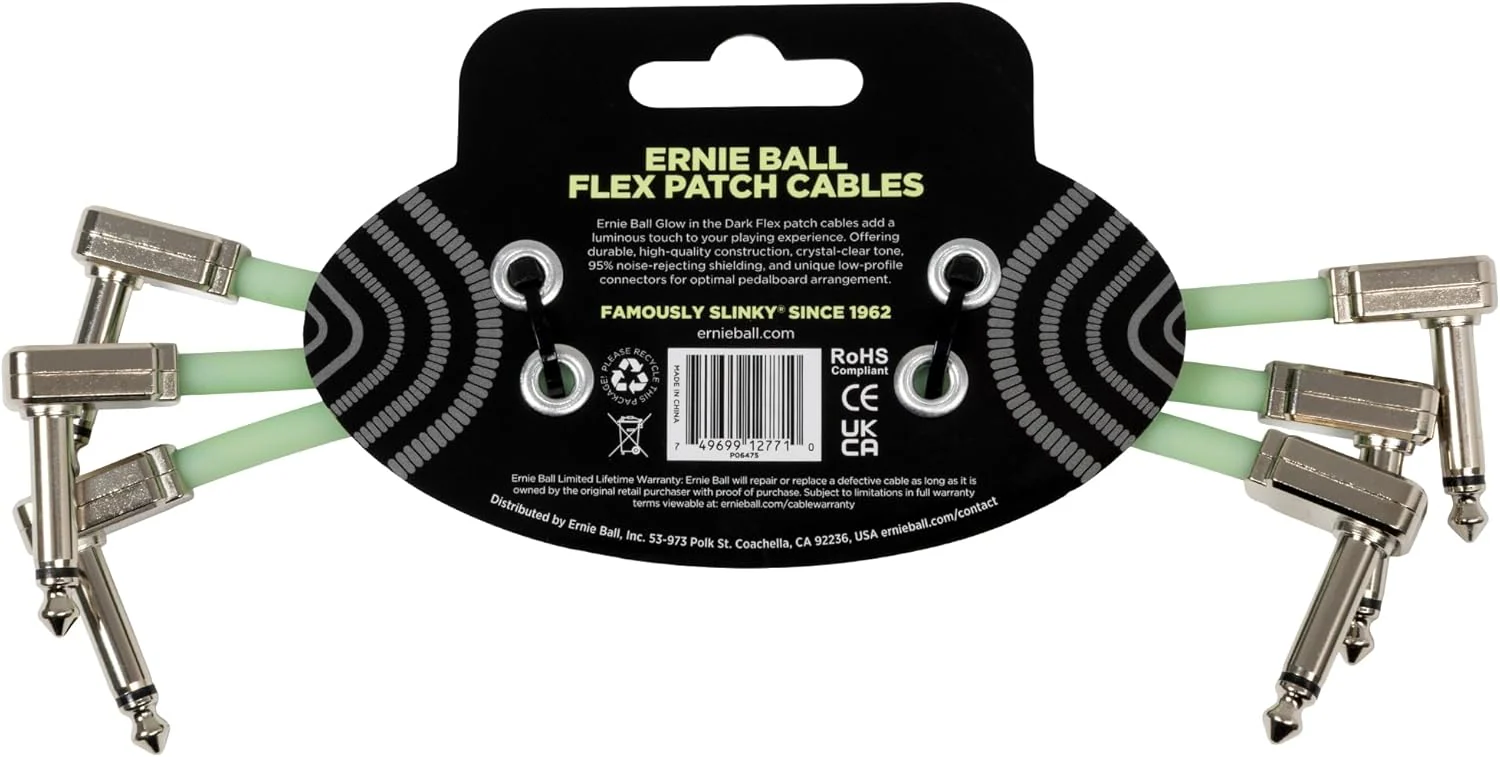 Ernie Ball 6 Glow in the Dark Patch Cable (3pk) - Image 2