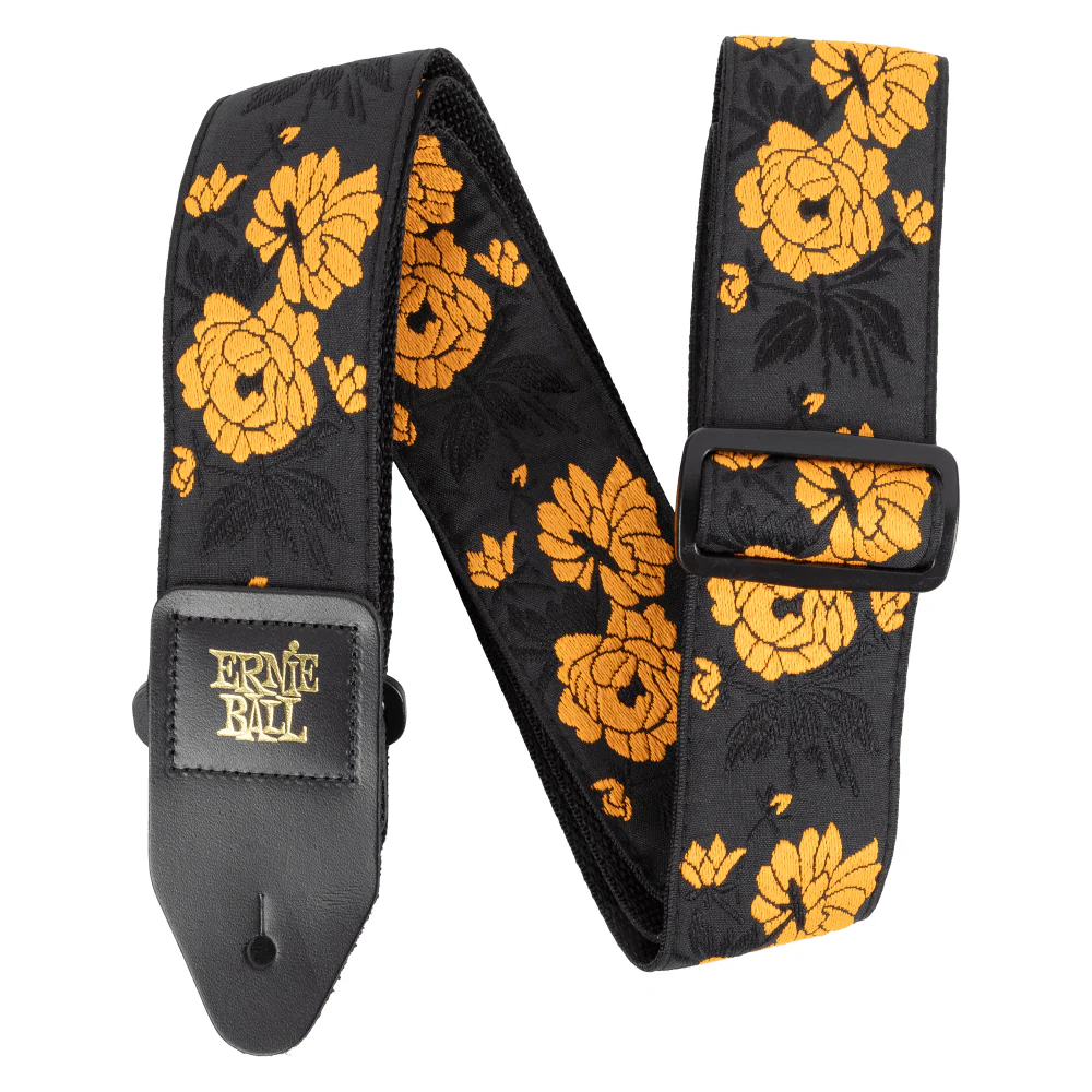 Ernie Ball Classic Jacquard Guitar Strap - Tangerine Rose - Image 2