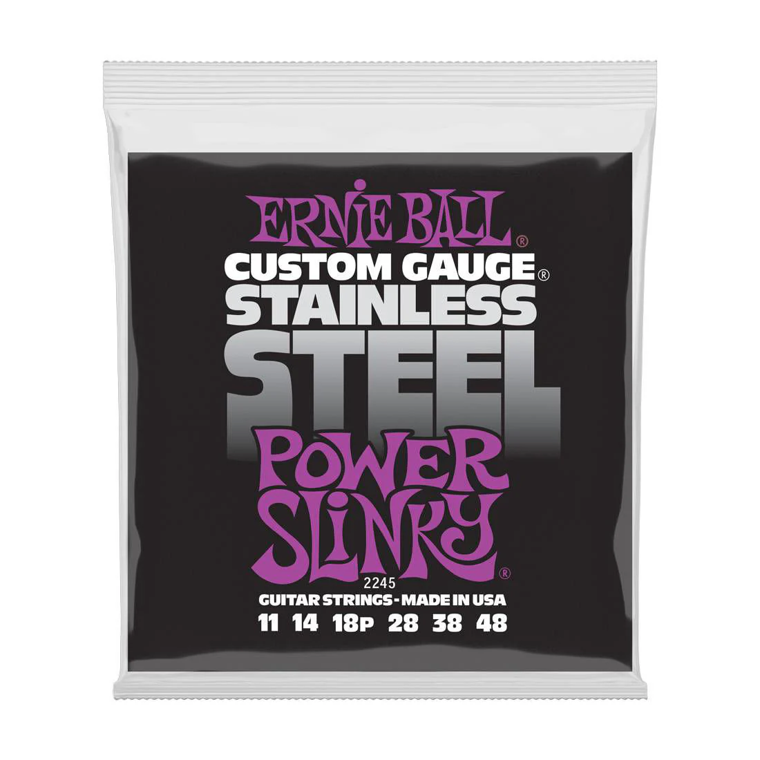 Ernie Ball E2245 11 - 48 Power Slinky Stainless Steel Wound Electric Guitar Strings - Image 2