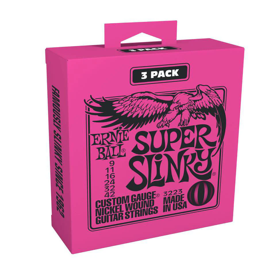 Ernie Ball Super Slinky Nickel Wound Electric Guitar Strings 3 Pack - 9-42 - Image 2