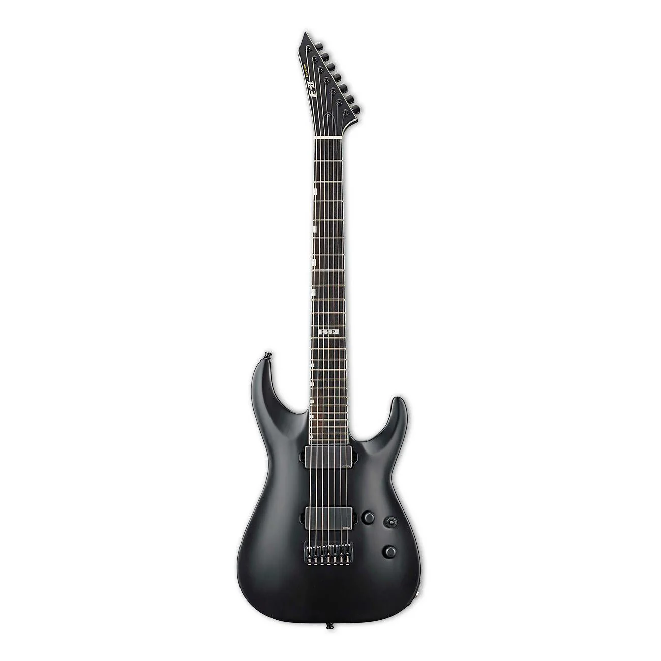 ESP E-II Horizon NT 7-String Baritone Hipshot Electric Guitar in Black Sati - Image 4