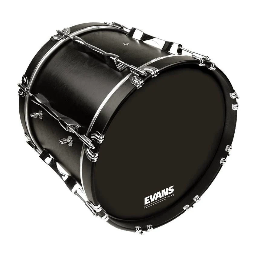 Evans MX1 Black Marching Bass Drum Head, 18 Inch