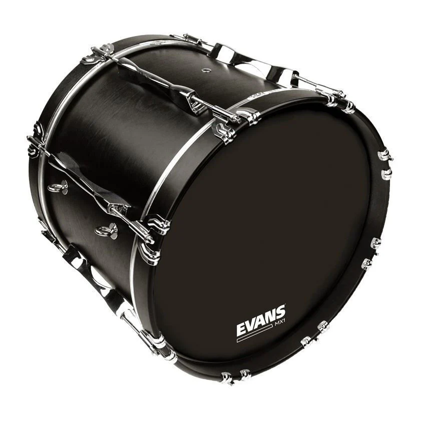 Evans MX1 Black Marching Bass Drum Head, 24 Inch - Image 2