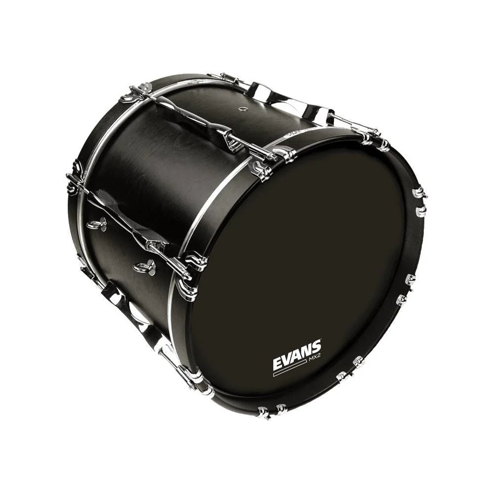 Evans MX2 Black Marching Bass Drum Head, 24 Inch - Image 2