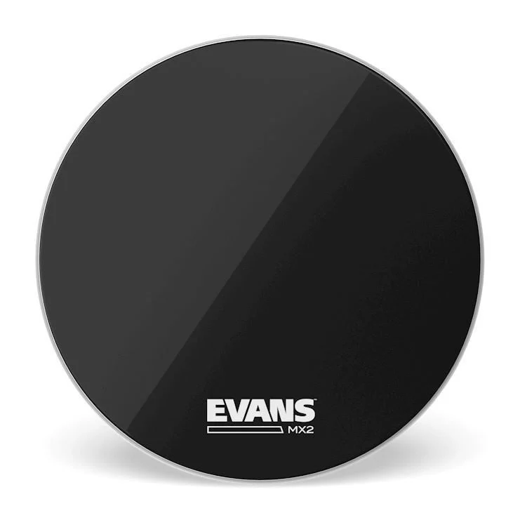 Evans MX2 Black Marching Bass Drum Head, 28 Inch