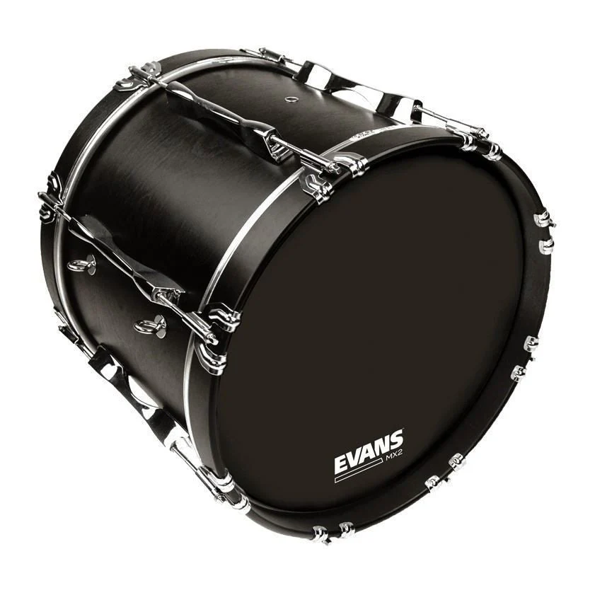 Evans MX2 Black Marching Bass Drum Head, 28 Inch - Image 2