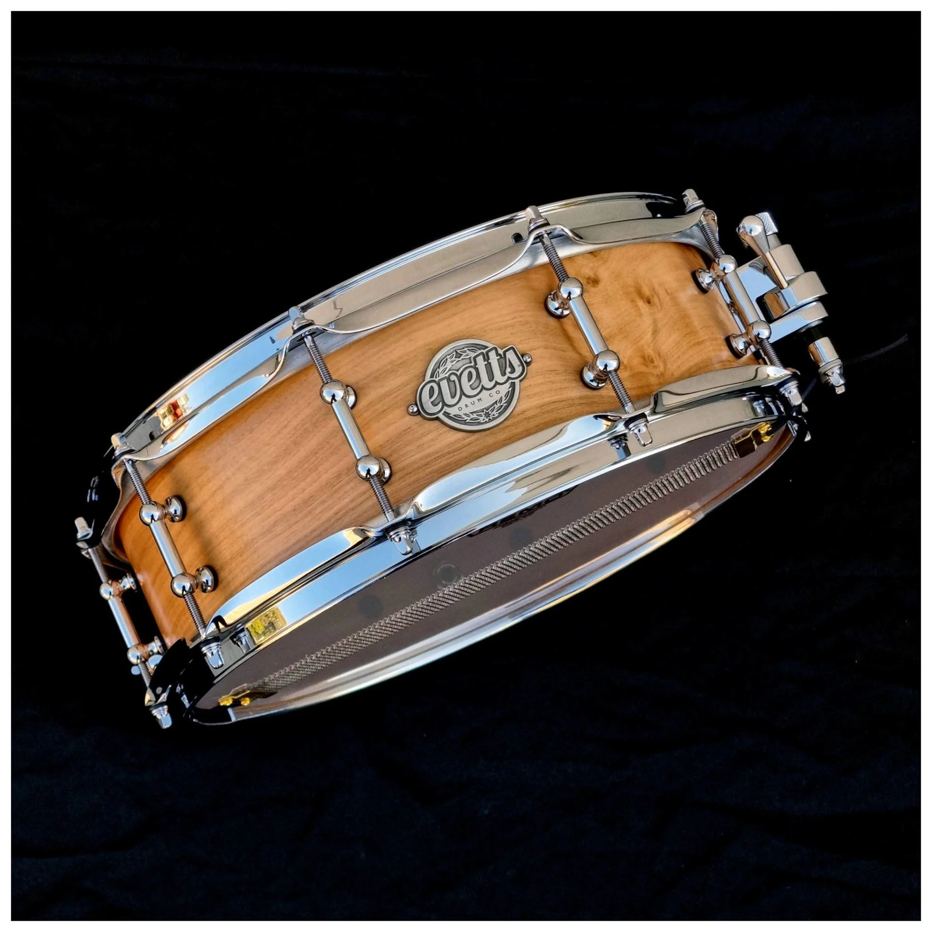 Evetts 14 x 4.5 inch Tasmanian Blackwood Snare Drum - Smooth Satin - Image 2