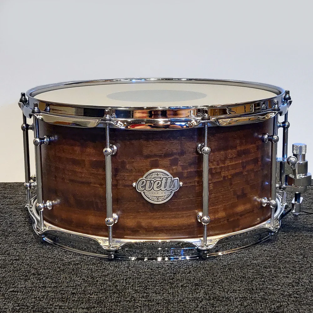 Evetts 14 x 7 Spotted Gum Snare Drum Smooth Satin Smoked Figured Eucalypt - Image 2