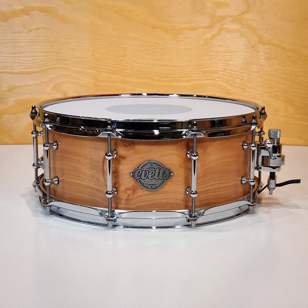 Evetts 14x5.5 Tasmanian Blackwood Snare Drum Smooth Satin Musk Veneer - Image 3
