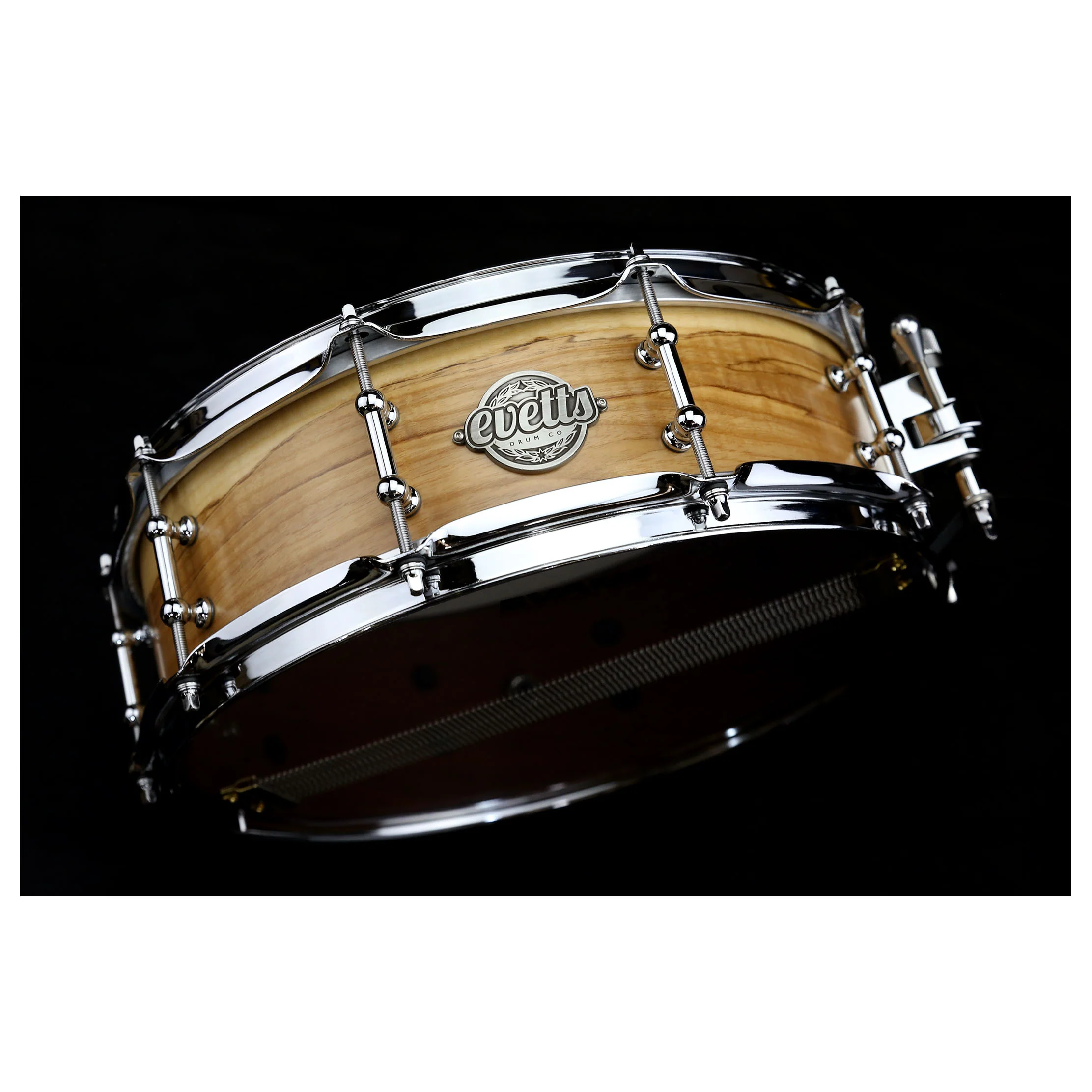 Evetts Drum 14 x 4.5 inch Jarrah Ply Snare Drum in Smooth Satin - European Olive Ash - Image 2