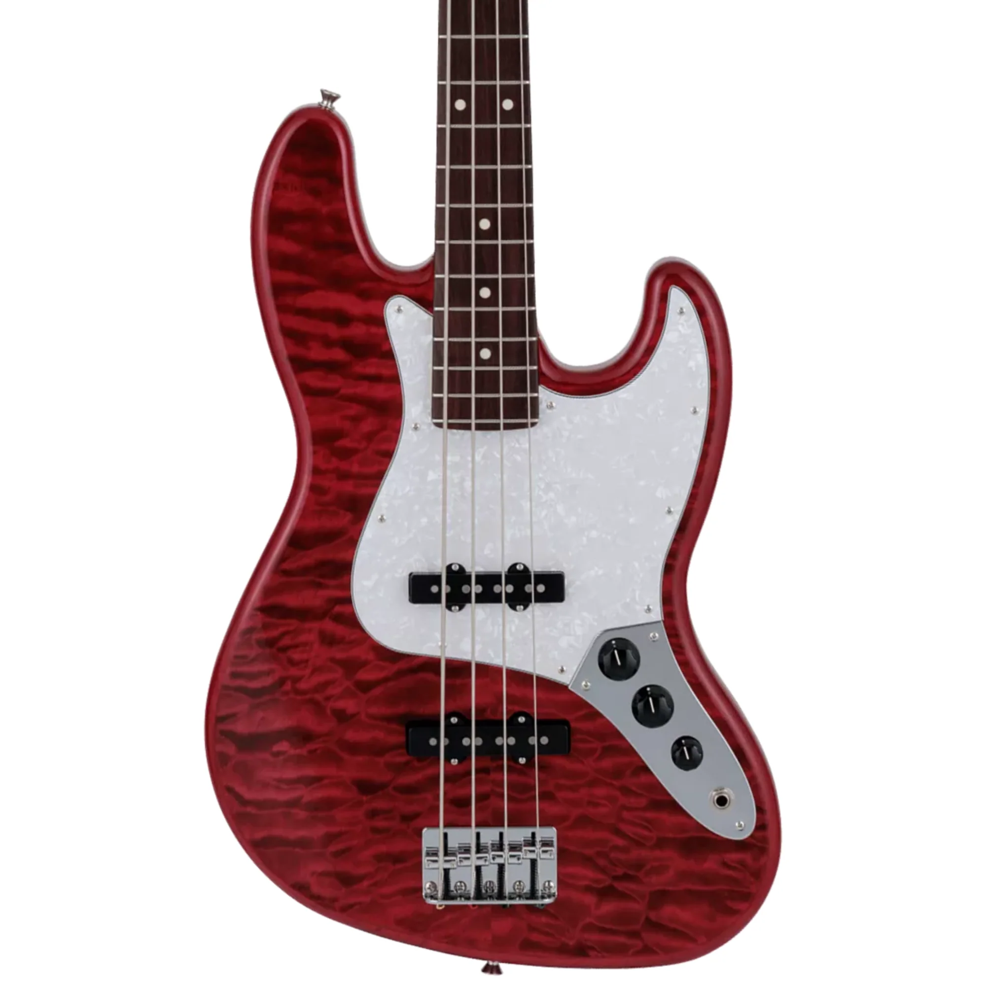 Fender 2024 Collection Made in Japan Hybrid II Jazz Bass w/Rosewood Fretboard - Quilt Red Beryl - Image 3