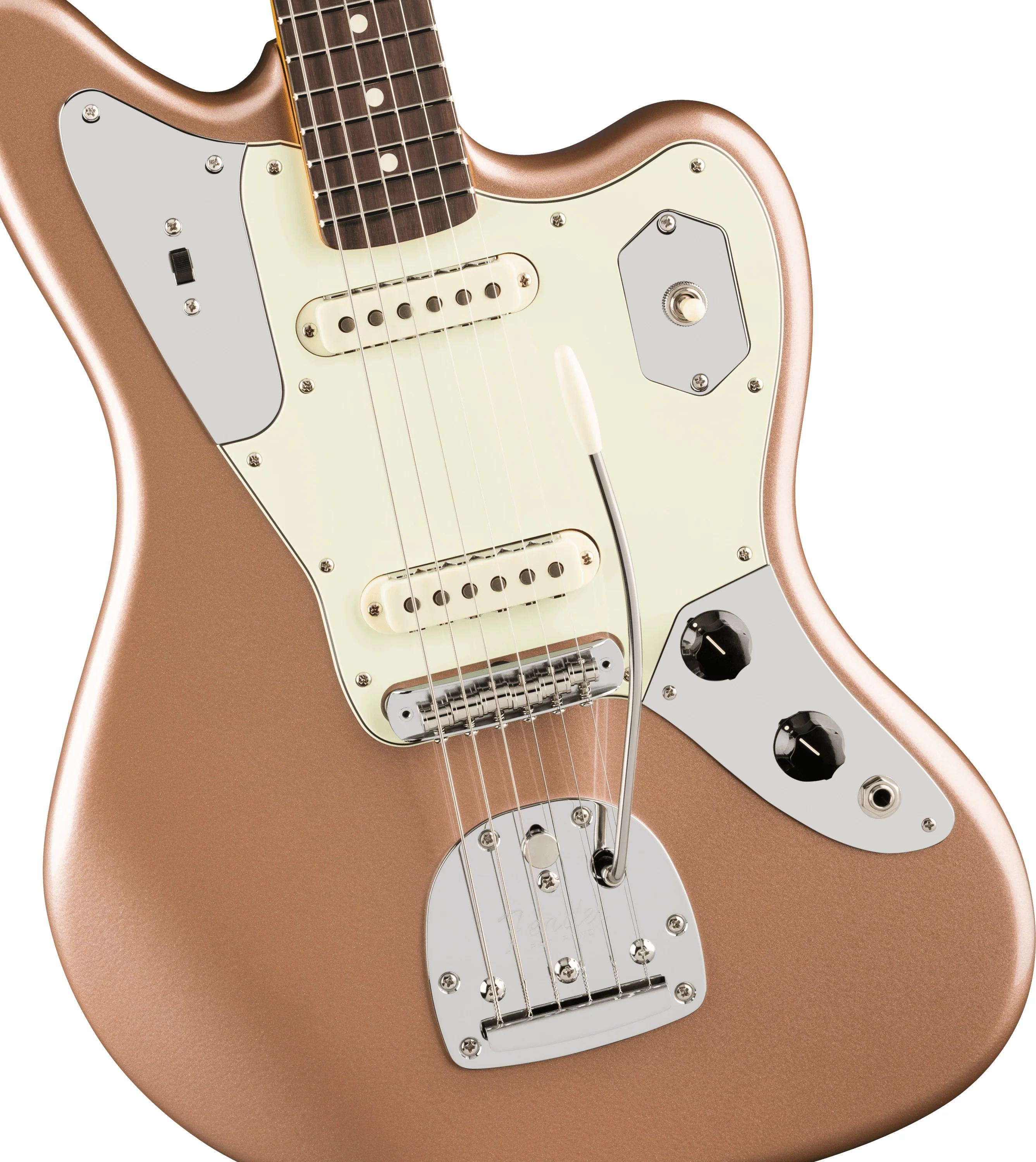 Fender American Professional Classic Jaguar Rosewood Fingerboard - Faded Firemist Gold - Image 3