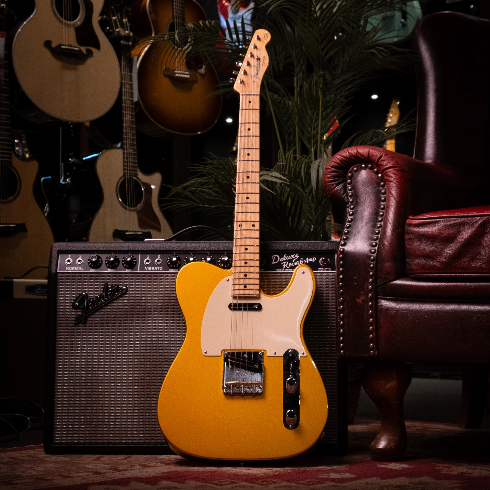 Fender Custom Shop Danny Gatton Signature Telecaster Electric Guitar with Maple Fretboard in Frost Gold