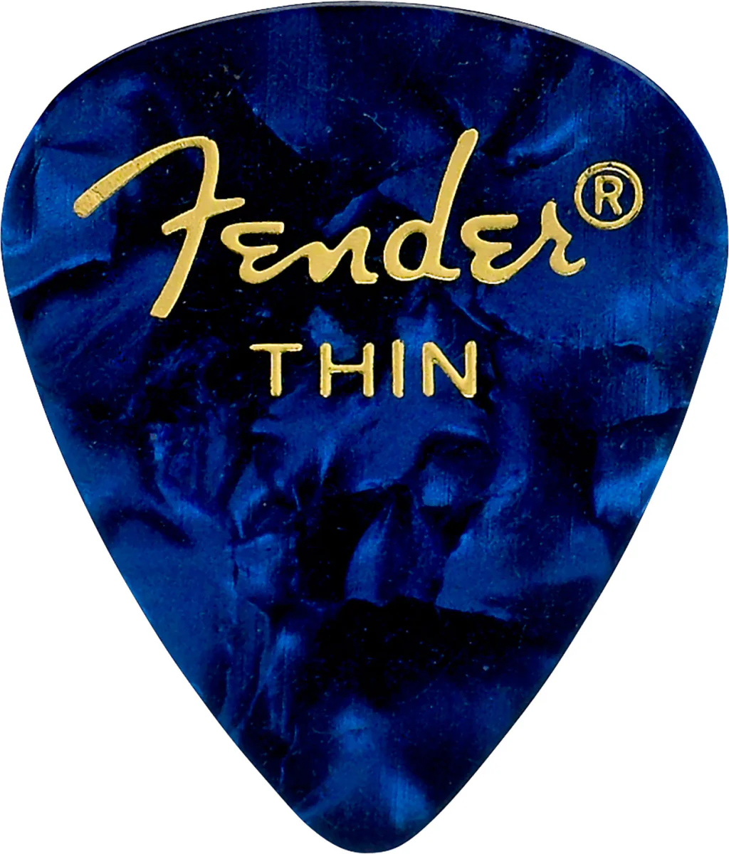Fender Premium Celluloid 351 Shape Picks Thin Blue Moto 12 Pack