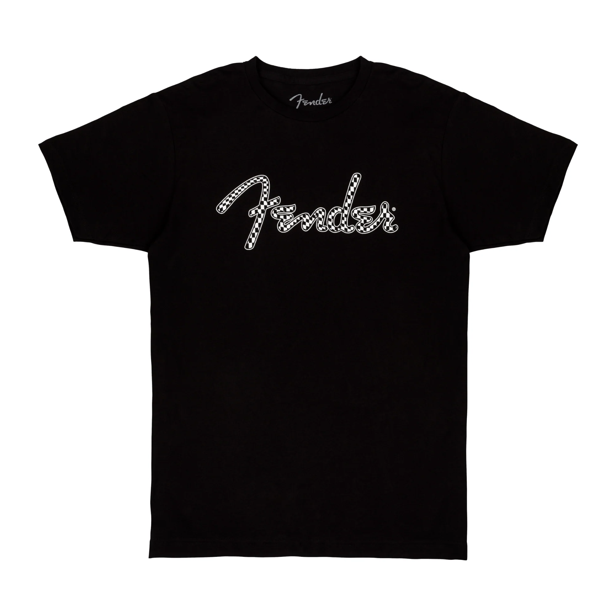 Fender Spaghetti Logo Wavy Checker T-Shirt - B&W Checker (L)
