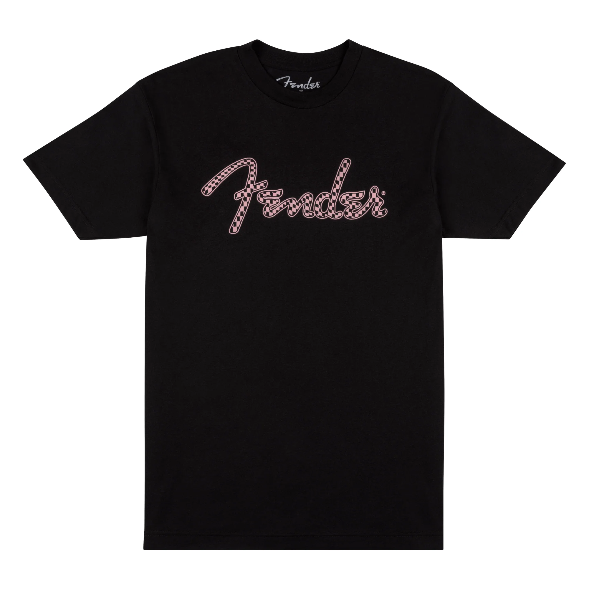 Fender Spaghetti Logo Wavy Checker Tee, Pink Checker, L