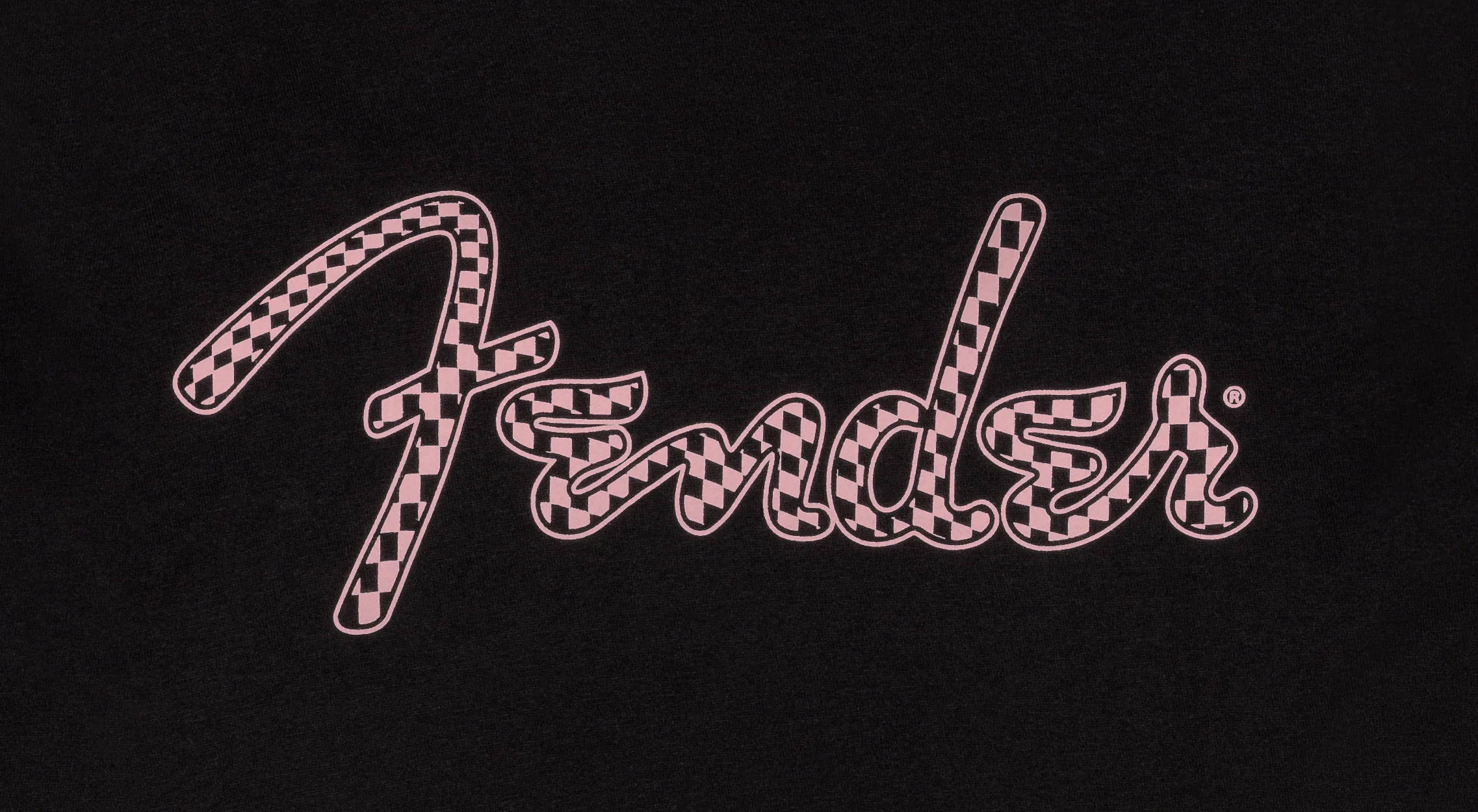 Fender Spaghetti Logo Wavy Checker Tee, Pink Checker, M - Image 2