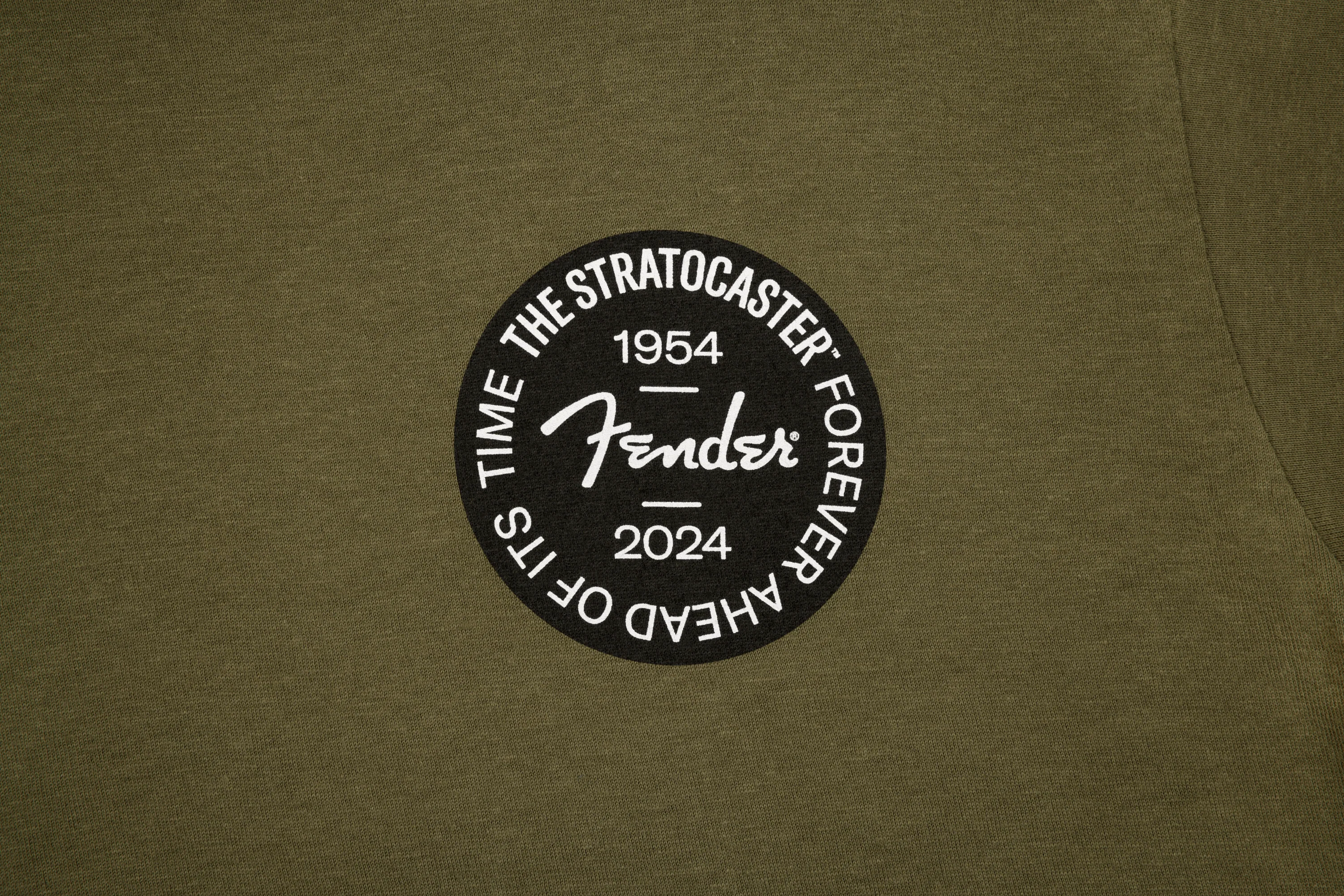 Fender Stratocaster 70th Anniversary Badge T-Shirt - Olive (M) - Image 6