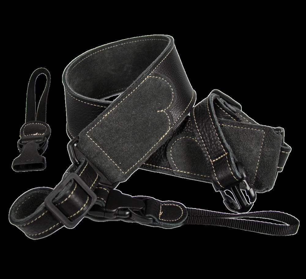 Franklin 2.5 Inch Banjo Black Glove Leather with Black Suede Ends Strap - Image 2