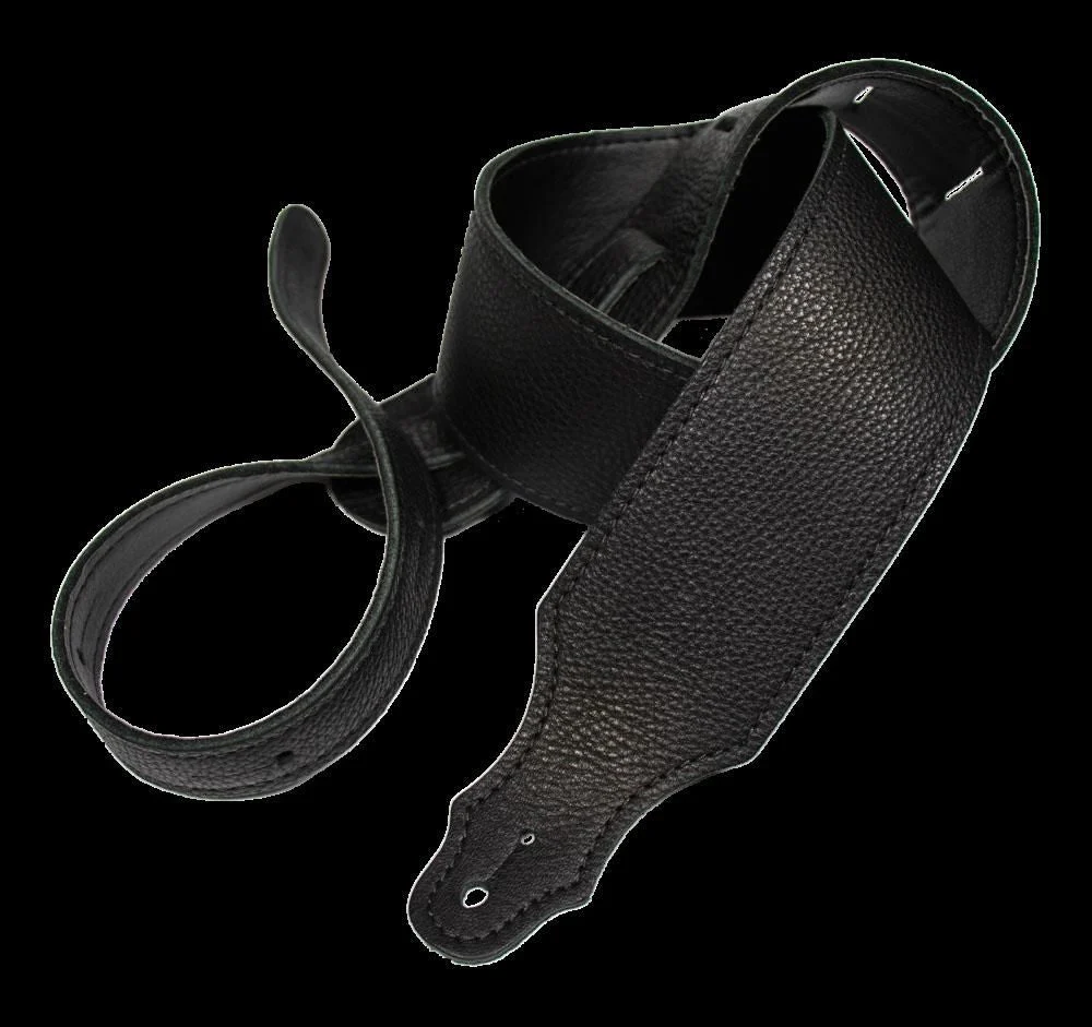 Franklin 2.5 Inch Black Glove Leather with Black Stitching Guitar Strap