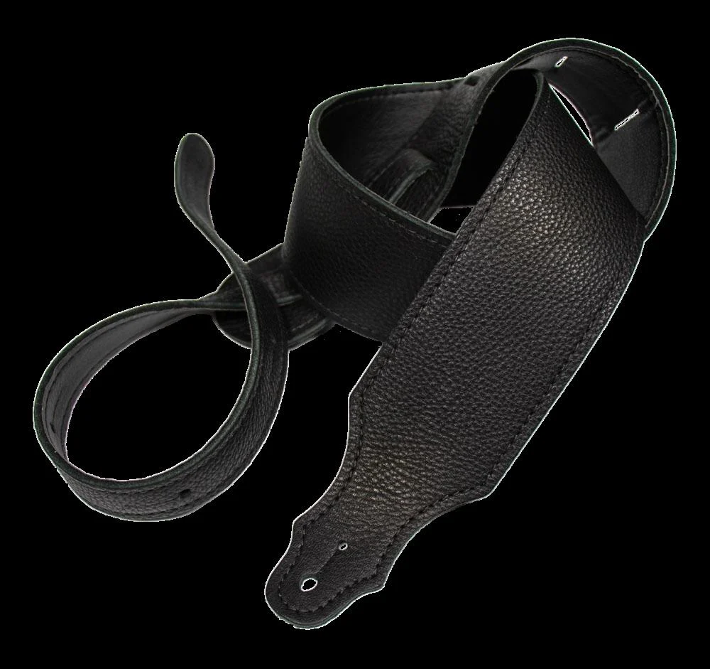 Franklin 2.5 Inch Black Glove Leather with Black Stitching Guitar Strap - Image 2