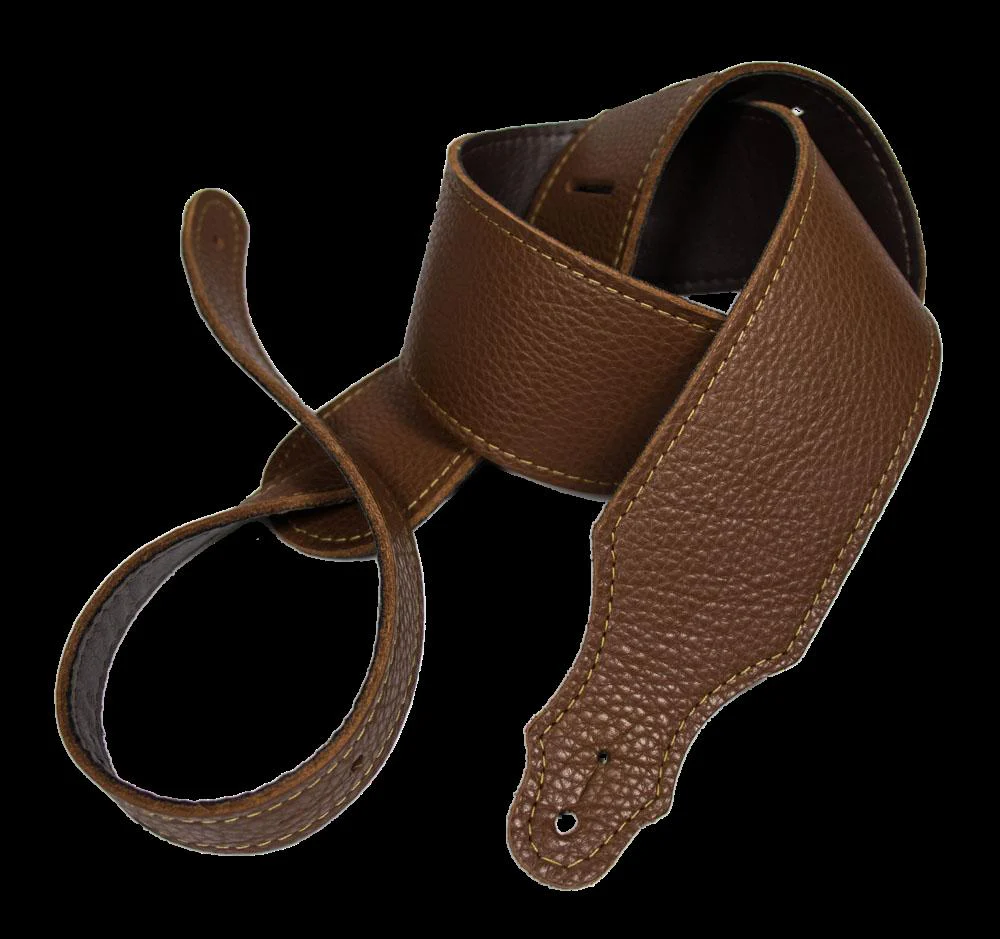 Franklin 2.5 Inch Caramel Glove Leather with Gold Stitching Guitar Strap - Image 2