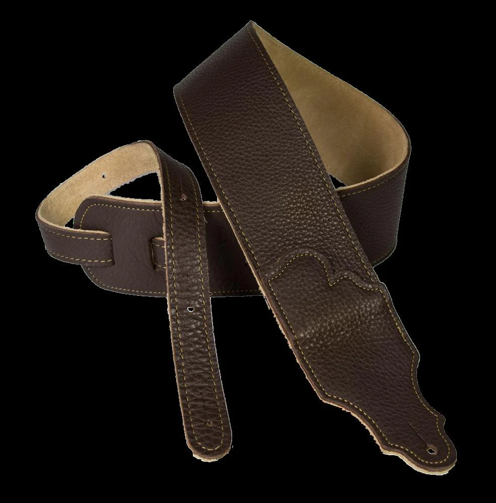 Franklin 2.5 Inch Chocolate Leather with Gold Stitching Guitar Strap - Image 2