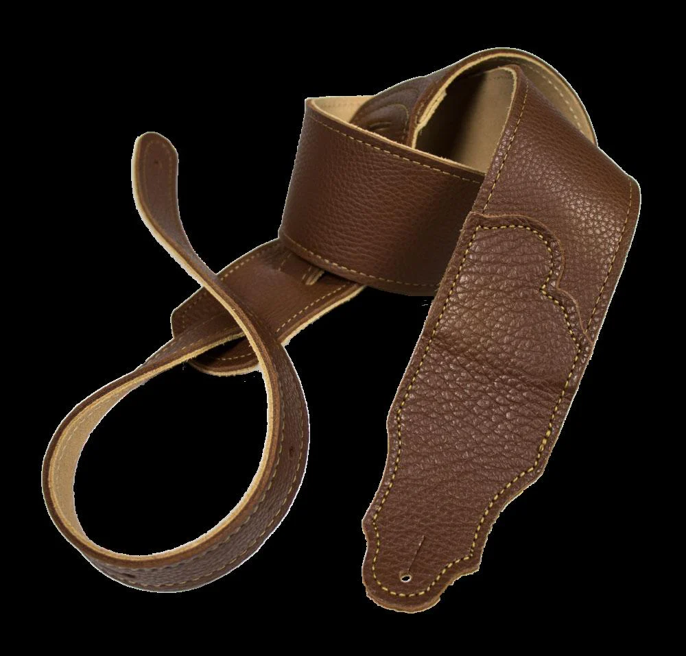 Franklin 2.5 Inch Natural Leather with Gold Stitching Guitar Strap - Image 2