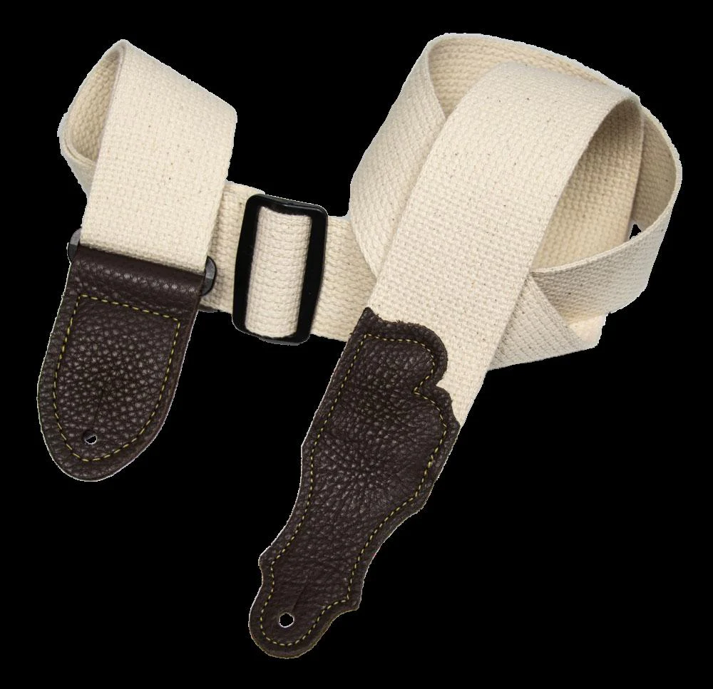 Franklin 2 Inch Natural Cotton with Chocolate End Tab Guitar Strap - Image 2