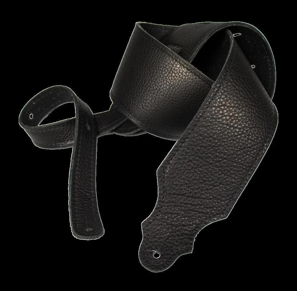 Franklin 3 Inch Black Glove Leather with Black Stitching Guitar Strap - Image 2