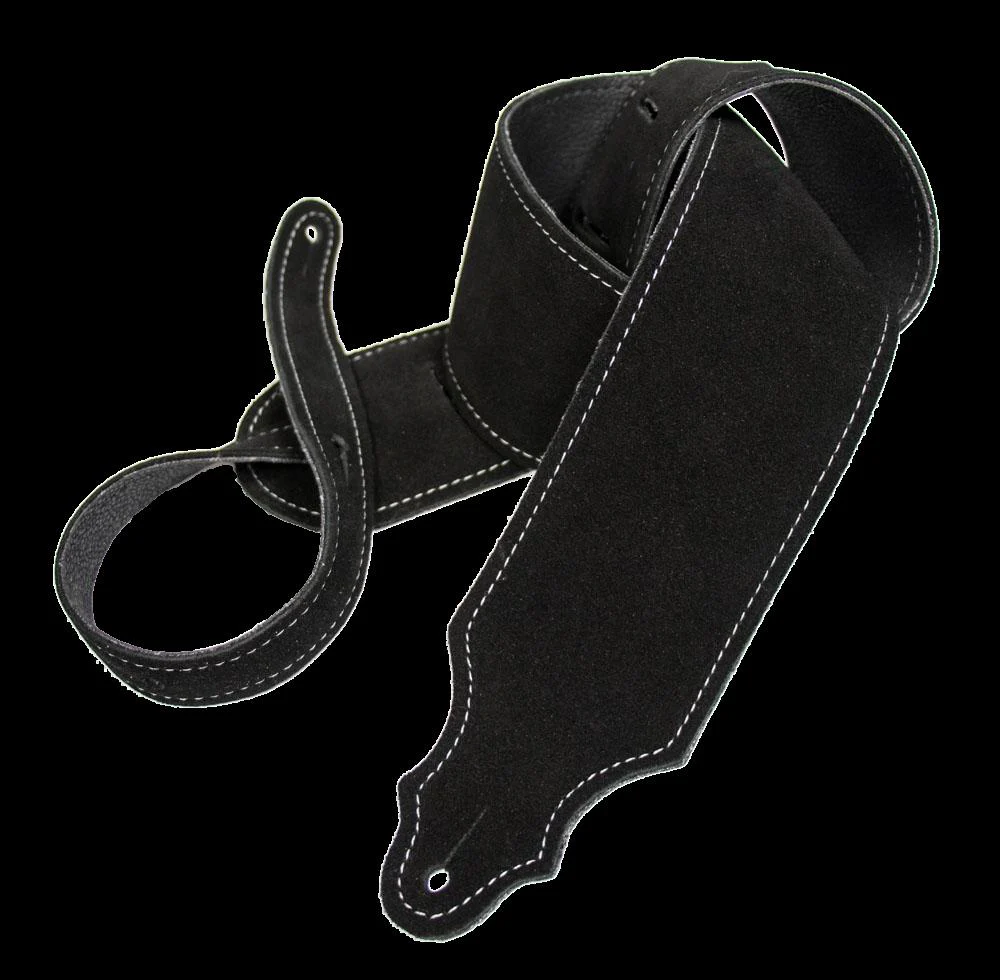 Franklin 3 Inch Black Suede with Leatherette Backing Guitar Strap - Image 2