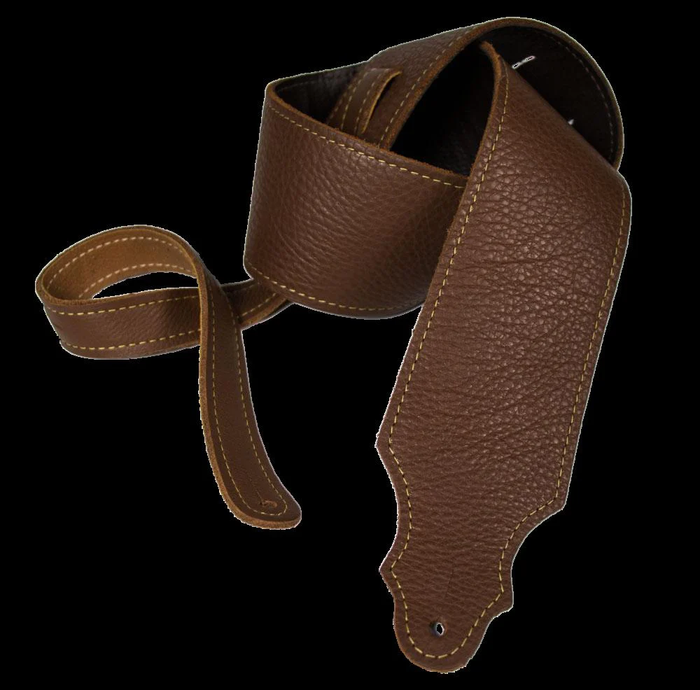 Franklin 3 Inch Caramel Glove Leather with Gold Stitching Guitar Strap - Image 2