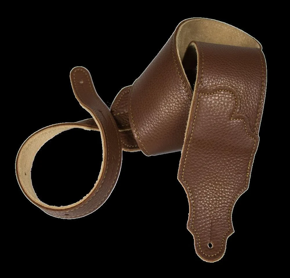 Franklin 3 Inch Caramel Leather with Gold Stitching Guitar Strap