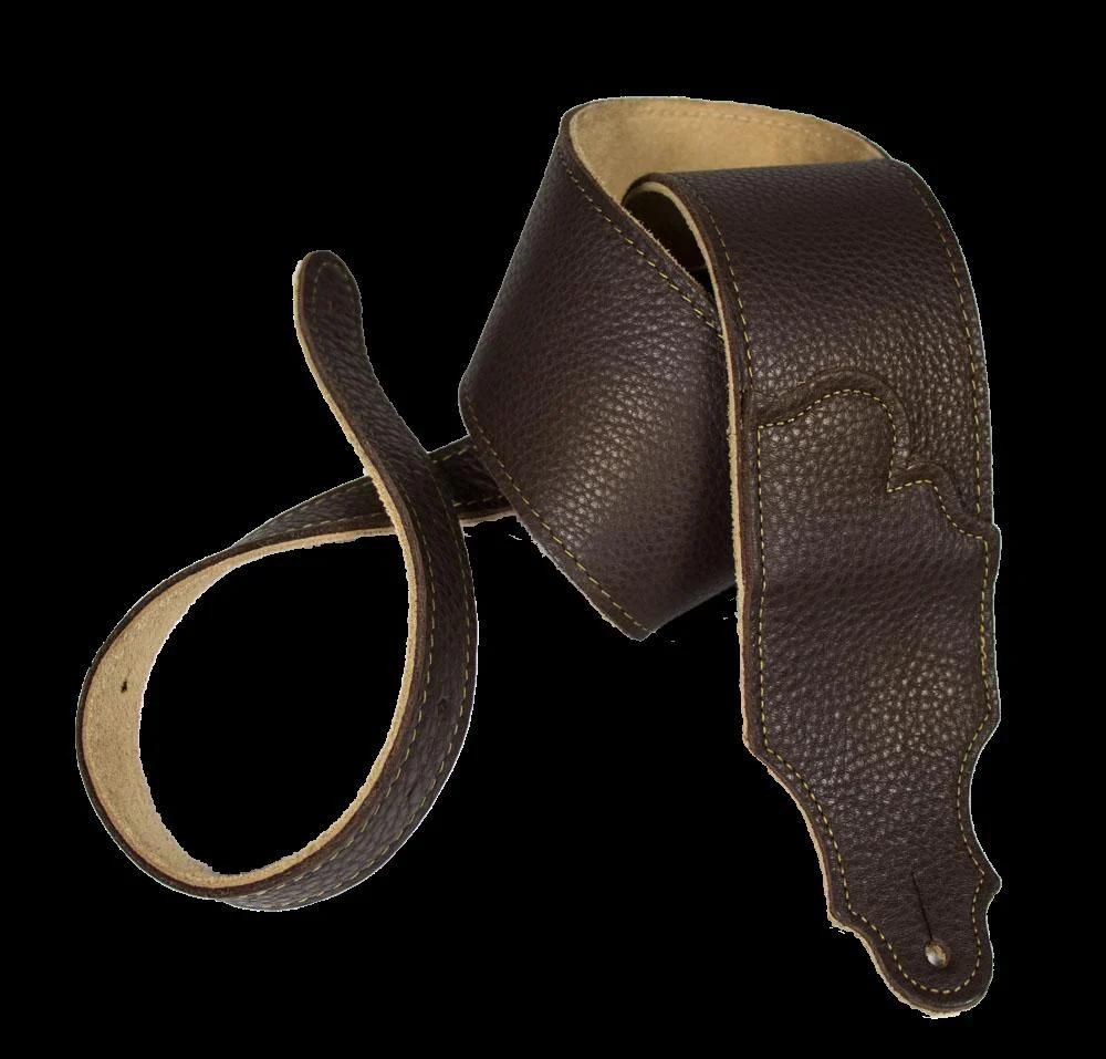 Franklin 3 Inch Chocolate Leather with Gold Stitching Guitar Strap