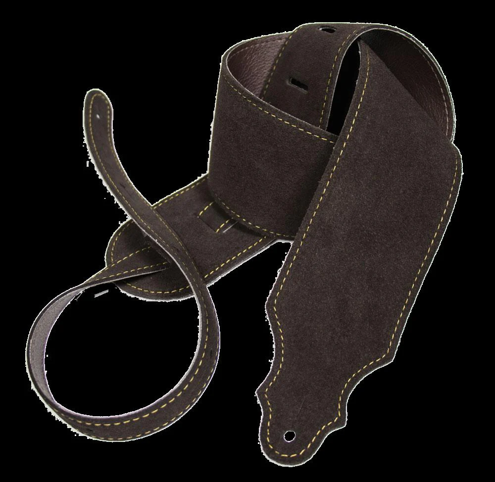 Franklin 3 Inch Chocolate Suede with Leatherette Backing Guitar Strap - Image 2