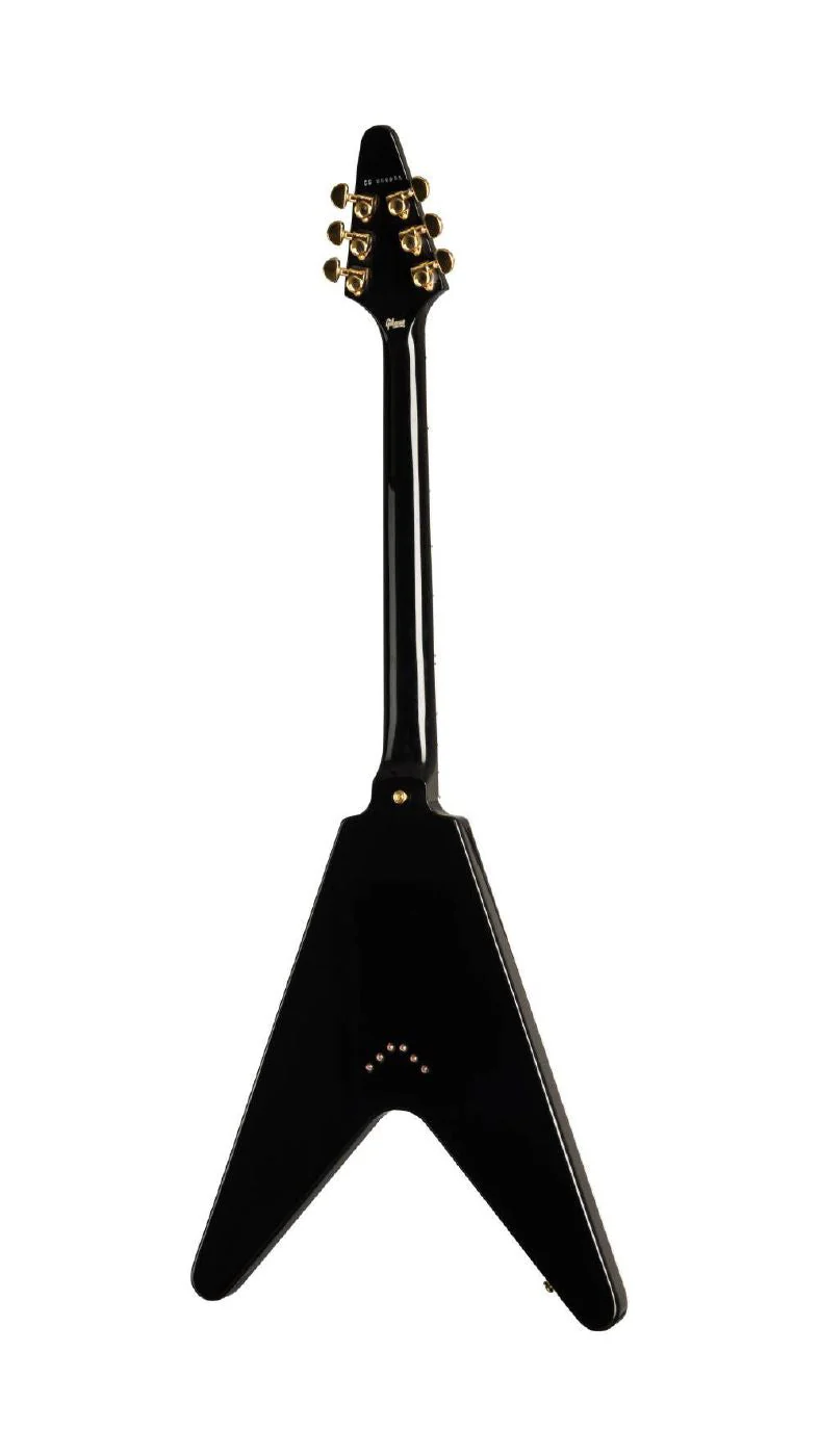 Gibson Flying V Custom Electric Guitar with Ebony Fingerboard Gloss - Ebony - Image 2