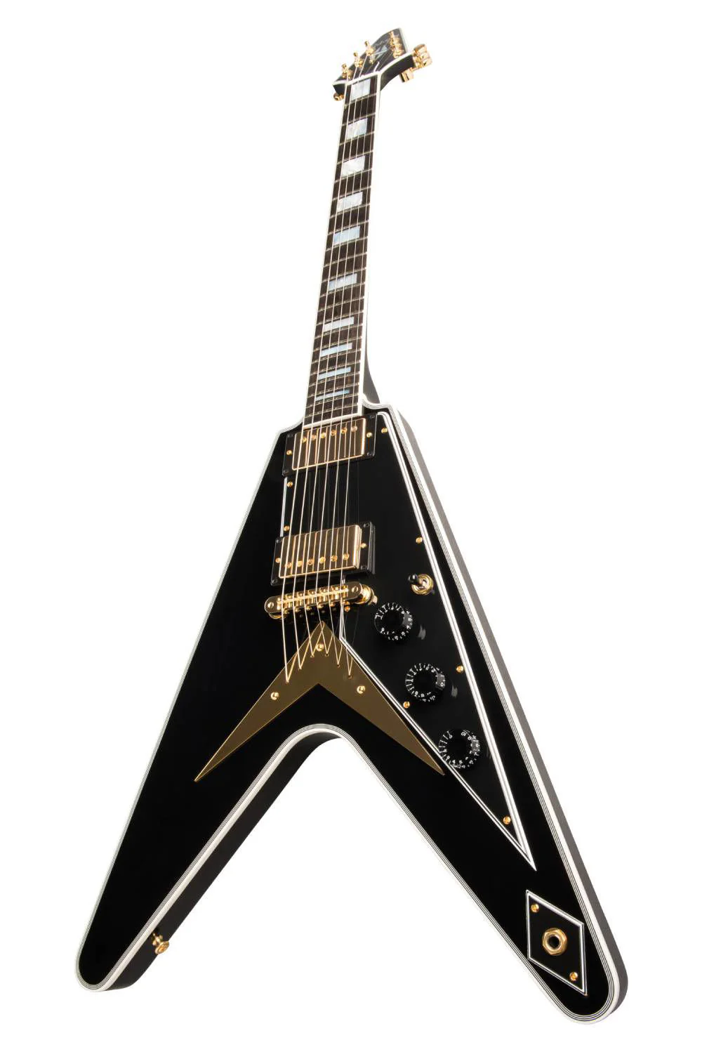 Gibson Flying V Custom Electric Guitar with Ebony Fingerboard Gloss - Ebony - Image 5